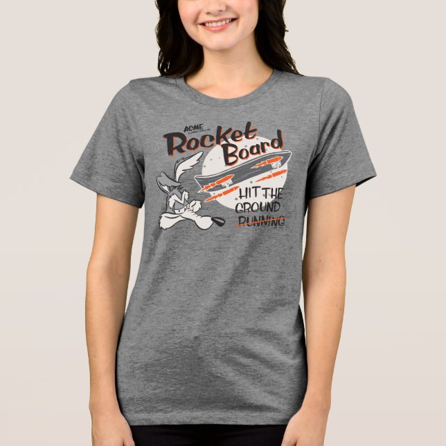 WILE E. COYOTE™ ACME Rocket Board Tri-Blend Shirt (Front)