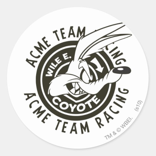 Wile E Coyote Acme Team Racing BW Classic Round Sticker