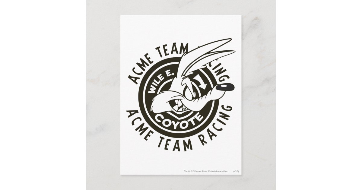 WILE E. COYOTE™ Acme Team Racing B/W Postcard | Zazzle