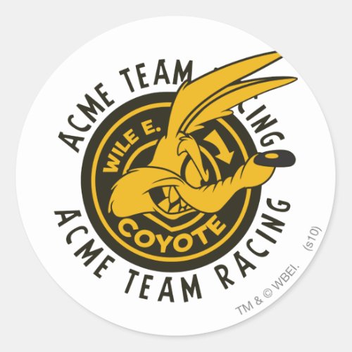 Wile E Coyote Acme Team Racing Classic Round Sticker