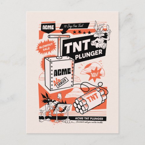 WILE E COYOTEâ  ACME TNT Dynamite Plunger Postcard