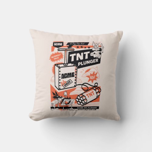 WILE E COYOTE  ACME TNT Dynamite Plunger Throw Pillow