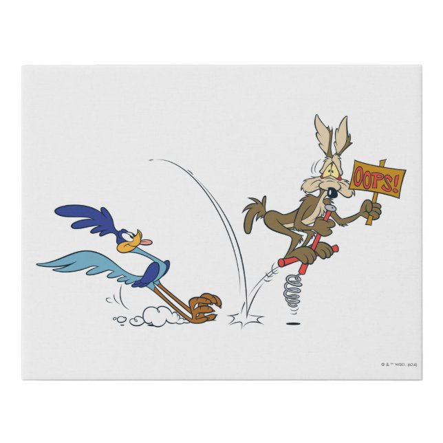 WILE E. COYOTE™ and ROAD RUNNER™ Pogo Stick Faux Canvas Print (Front)