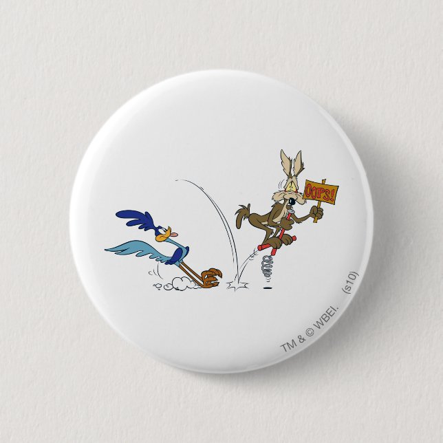 WILE E. COYOTE™ and ROAD RUNNER™ Pogo Stick Pinback Button (Front)