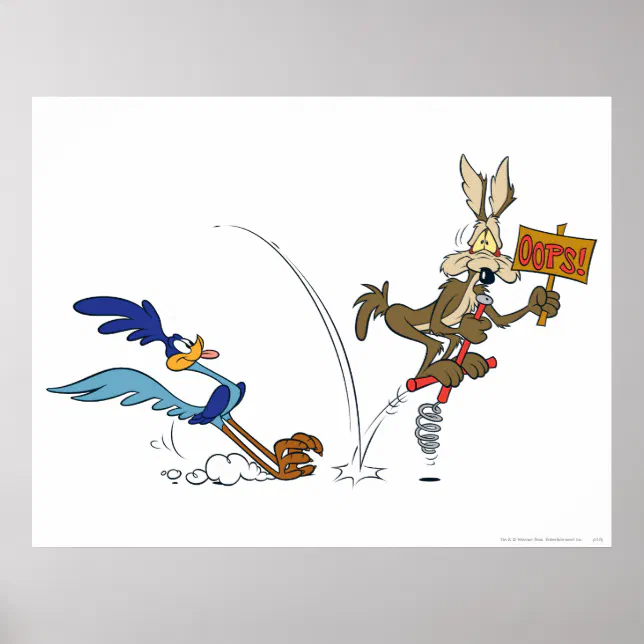 WILE COYOTE™ and ROAD RUNNER™ Pogo Stick Poster Zazzle