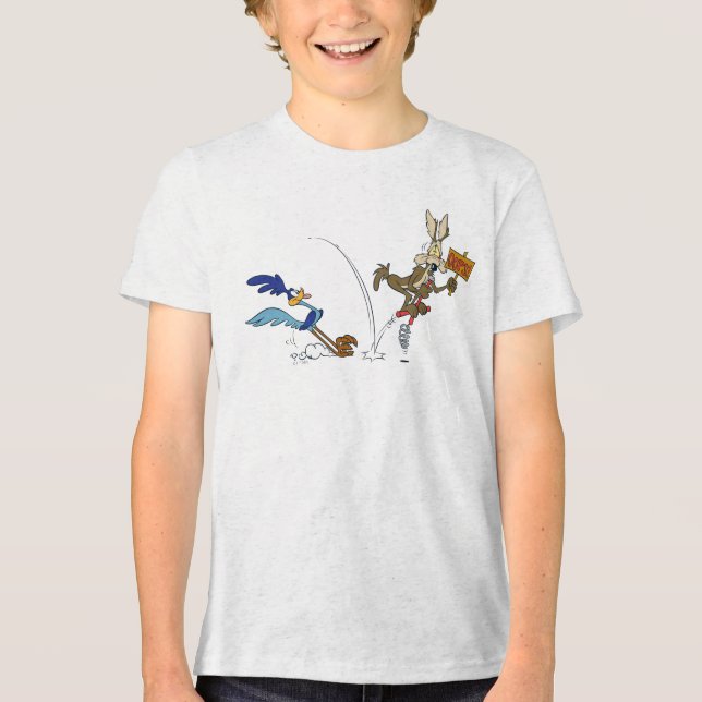 WILE E. COYOTE™ and ROAD RUNNER™ Pogo Stick Tri-Blend Shirt (Front)