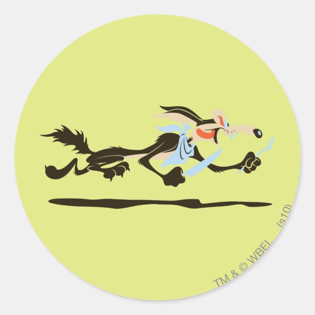 WILE E. COYOTE™ Chasing dinner Classic Round Sticker (Front)
