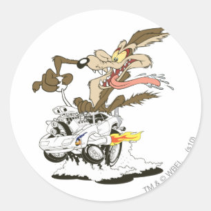 WILE E. COYOTE™ Crazy Driver Classic Round Sticker