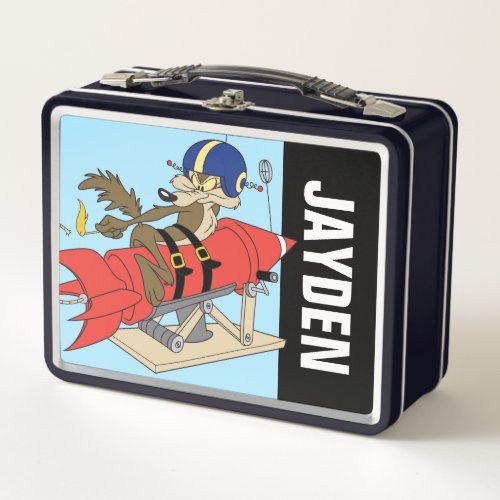 Wile E Coyote Launching Red Rocket  Add Name Metal Lunch Box