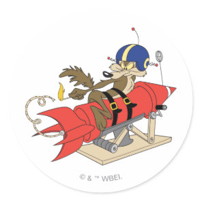 WILE E. COYOTE™ Launching Red Rocket Classic Round Sticker