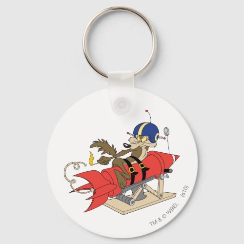 Wile E Coyote Launching Red Rocket Keychain