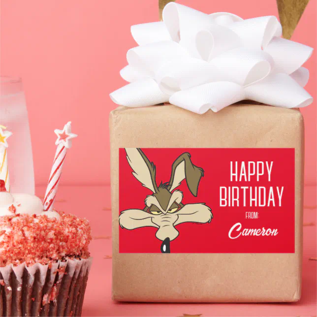 WILE E. COYOTE™ Pleased Head Shot | Happy Birthday Rectangular Sticker ...