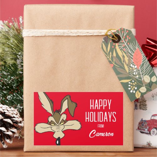 Wile E Coyote Pleased Head Shot  Happy Holidays Rectangular Sticker