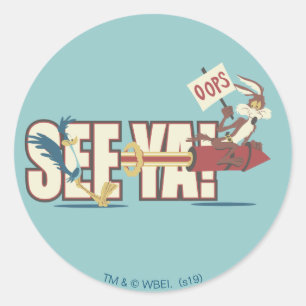 WILE E. COYOTE™ Rocketing Past ROAD RUNNER™ Classic Round Sticker