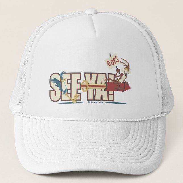 WILE E. COYOTE™ Rocketing Past ROAD RUNNER™ Trucker Hat (Front)