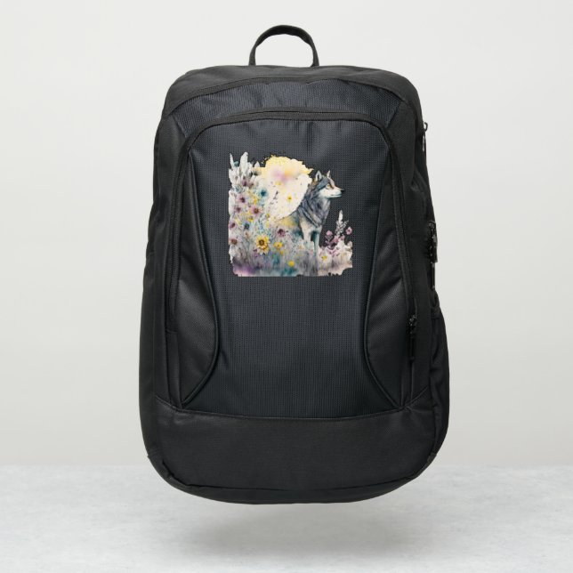 Wilf Wolf And Wild Flowers Port Authority® Backpack (Front)