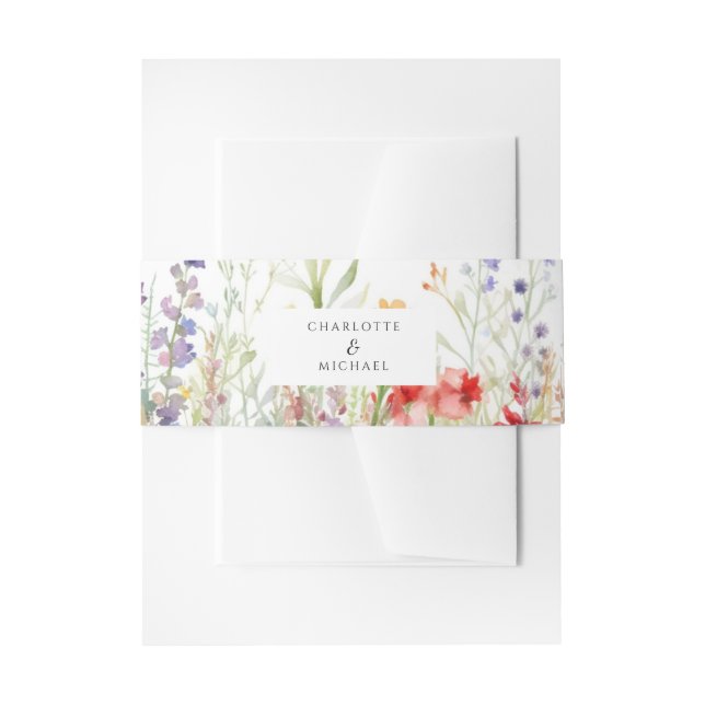 Wilflowers Wedding Invitation Belly Band (Front Example)