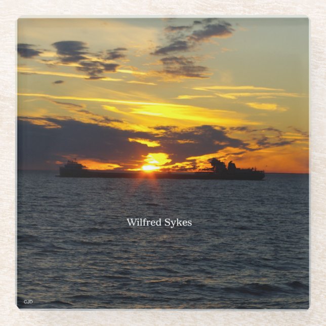 Wilfred Sykes sunset glass coaster (Front)