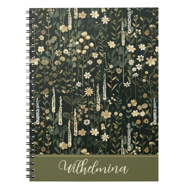 Wilhelmina Dark Daisy Floral Notebook (Front)
