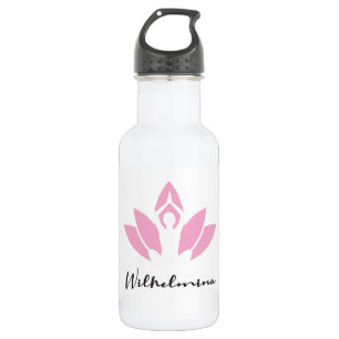 Wilhelmina. lotus W, yoga pose modern script Stainless Steel Water Bottle