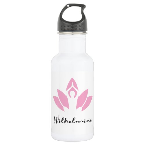 Wilhelmina lotus W yoga pose modern script Stainless Steel Water Bottle