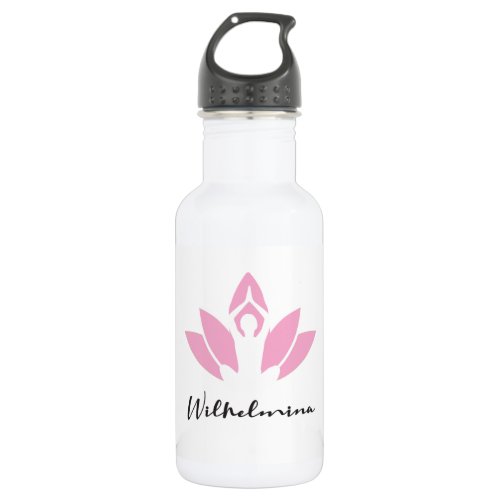 Wilhelmina lotus W yoga pose modern script Water Bottle