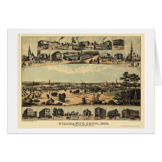Wilimantic, CT Panoramic Map - 1882 Cards (Front Horizontal)