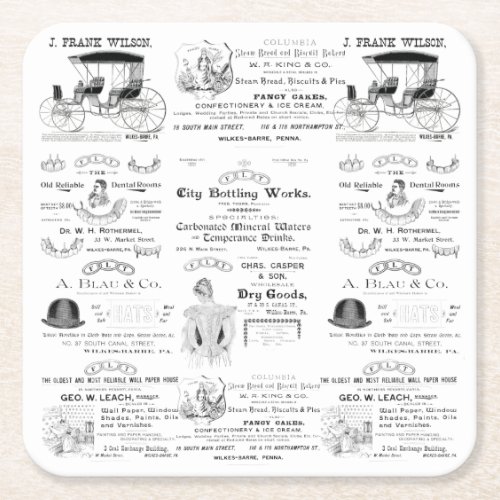 Wilkes_Barre Pennsylvania 1890s advertising  Square Paper Coaster