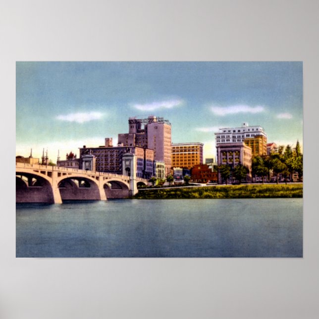 Wilkes Barre Pennsylvania Skyline Susquehanna Rive Poster (Front)