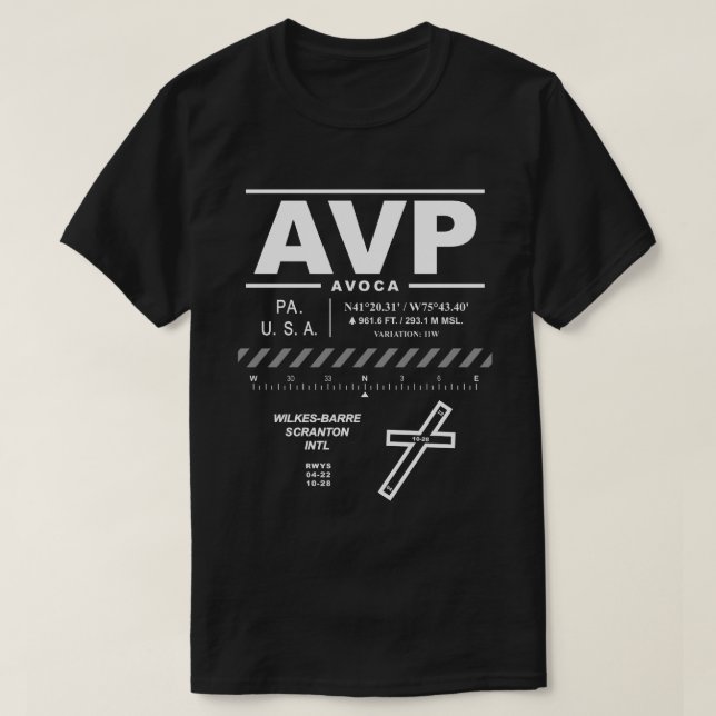 Wilkes-Barre / Scranton Int'l Airport AVP T-Shirt (Design Front)