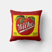 Wilko Brand Apples Vintage Fruit Crate Label Throw Pillow