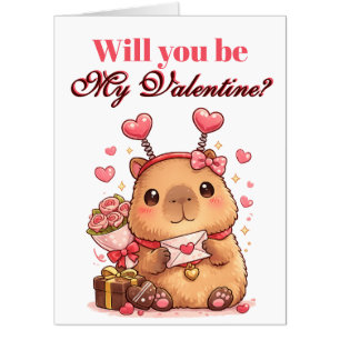 Will be my valentine Capybara Card