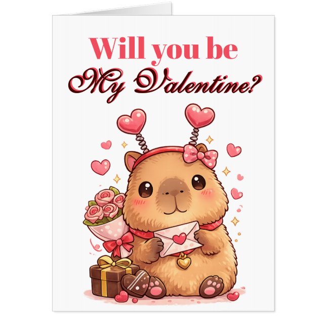 Will be my valentine Capybara Card (Front)