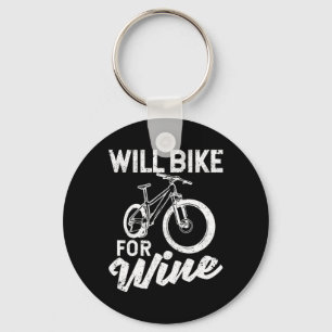 Will Bike For Wine Funny Cycling Lovers Bicycle Bi Keychain