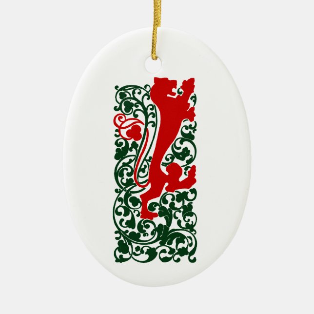 Will Bradley Heraldic Lion Ceramic Ornament (Front)