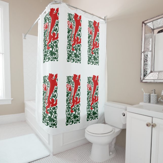 Will Bradley Heraldic Lion Shower Curtain (In Situ)