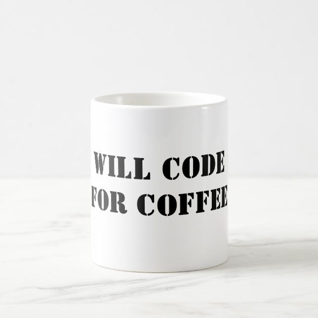 Will code for coffee mug (Center)
