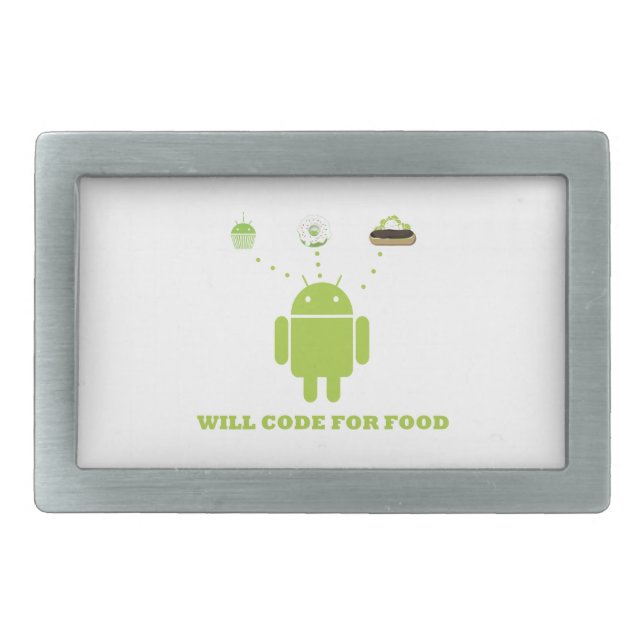 Will Code For Food (Android Software Developer) Rectangular Belt Buckle (Front)