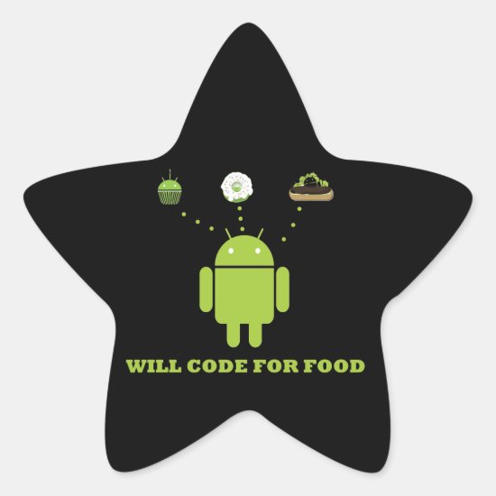 Will Code For Food (Android Software Developer) Star Sticker