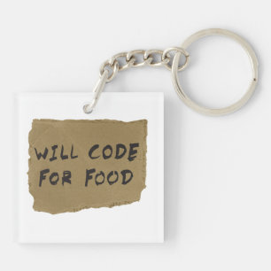 Will Code For Food Keychain