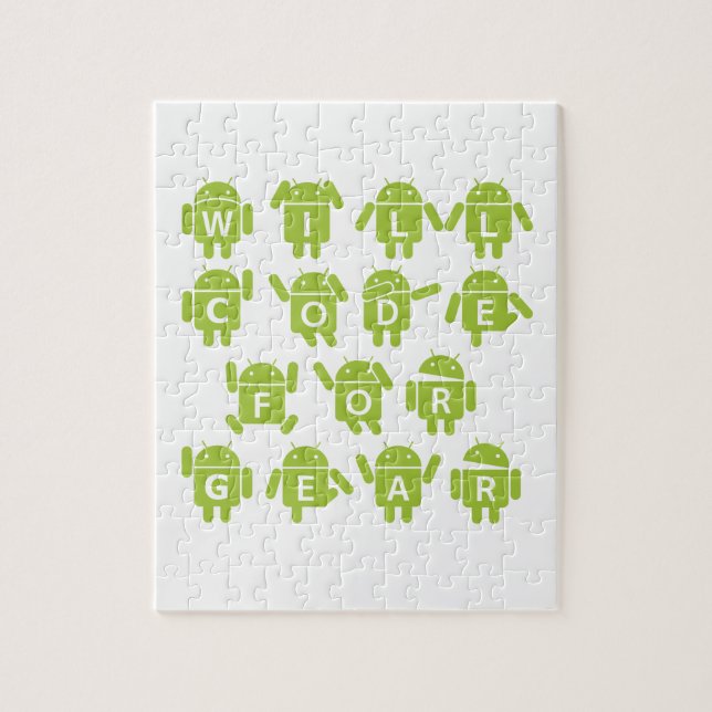 Will Code For Gear (Bugdroid Software Developer) Jigsaw Puzzle (Vertical)