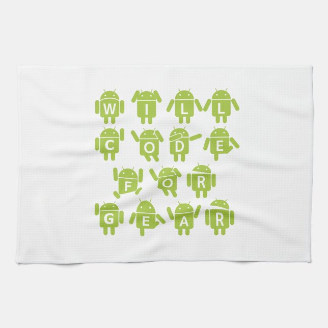 Will Code For Gear (Bugdroid Software Developer) Towel (Horizontal)