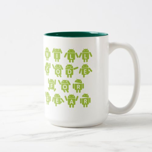 Will Code For Gear Bugdroid Software Developer Two_Tone Coffee Mug