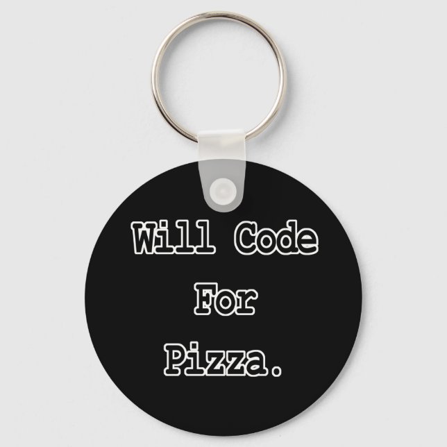 will code for pizza keychain (Front)