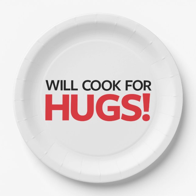 Will Cook for Hugs Paper Plates (Front)
