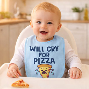 Will cry for pizza baby bib