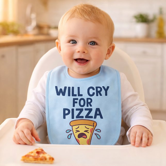 Will cry for pizza baby bib (Creator Uploaded)