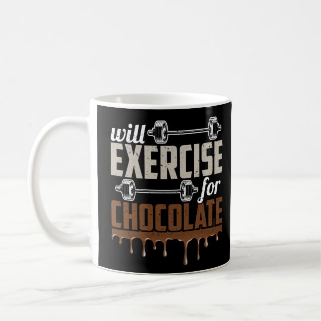 Will Exercise For Chocolate Funny Gym Workout Fitn Coffee Mug (Left)