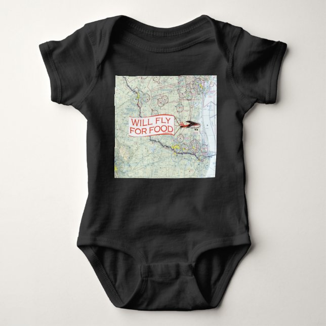 Will Fly for Food Baby Bodysuit (Front)