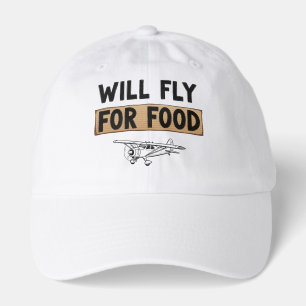 Will Fly For Food Funny Pilot Humor Hat